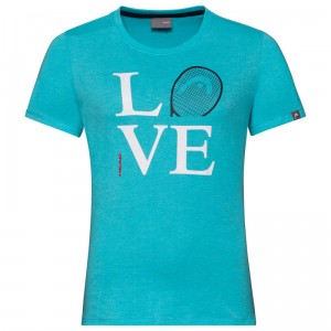 T-SHIRT HEAD FEMME LOVE BLEU